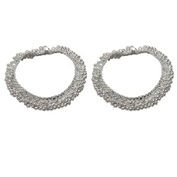 Indian Foot Jewellery Silver Ankle Bracelet Pairs 10 inches