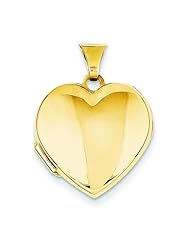 14K Gold Plain Heart Locket Photo Pendant Jewelry |C