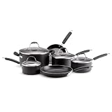 Farberware Enhanced 10 Piece Nonstick Cookware Set, Black