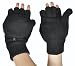 Alki'i Solid Colored Thermal Insulation Fingerless Texting Gloves with Mitten Cover, Black