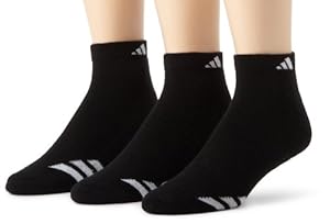 adidas Men's Cushioned 3STR 3-Pack Low Cut Sock, Black/White, Shoe Size 6-12