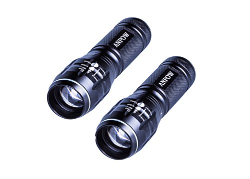 ANPOW Adjustable Focus Mini LED Flashlight Torch,lumenious function Super Bright,Zoomable LED Flashlights (2 Pack)