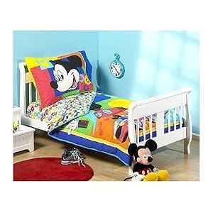 MICKEY MOUSE DISNEY 4pc TODDLER BEDDING SET Bag Crib NEW Boy Girl
