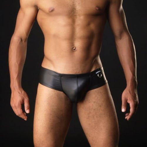 Hot Sexy Men Underwear Faux Leather Stretch Boxer Brief (1) Medium : 25-28")