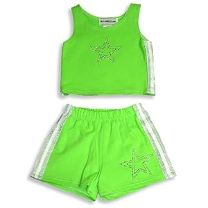 NY Girls.com - Toddler Girls 2-Piece Short Set, Lime Green, White