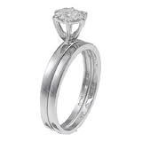 Paris Jewelry 10k White Gold 1/8ct TDW Round Diamond Bridal Set