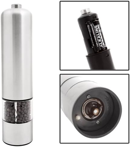 Deluxe Stainless Steel Automatic Salt and Pepper Grinder with Ingredient Window and LED Light