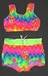 Girls 4-6X 2-piece Swimwear Crop Top / Board Short Bikini Neon Zig Zag/Lime
