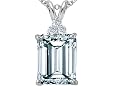 2.79 cttw Genuine Emerald Cut Genuine Aquamarine and Diamond Pendant - 14kt White or Yellow Gold