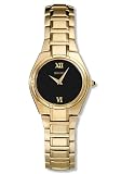 Seiko Gold Black Dial Cabochon Crown Ladies Watch - Seiko SUJD54