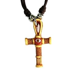 Ahnk with Eye Pendant with Adjustable Slip Knot Necklace