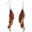 Handcrafted Natural Golden Shadow Feather Earrings MADE WITH SWAROVSKI ELEMENTS