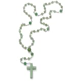 PalmBeach Jewelry Silver Tone Green Jade Rosary Necklace