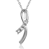 Journey Diamond Ribbon Necklace in Sterling Silver on an 18 Chain .04ct
