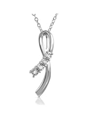 Journey Diamond Ribbon Necklace in Sterling Silver on an 18" Chain .04ct