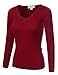 Doubjlu Womens Long Sleeve Deep V-Neck & Round Neck Ribbed Knit Sweater