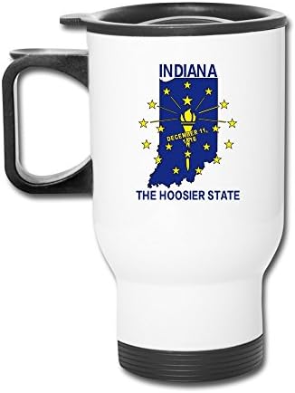 Household Cool Indiana IN Outline Flag Classic Black And White Travel Mug