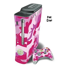 Xbox 360 Skin – System Console Skin and two Xbox 360 Controller Skins – Pink Camo