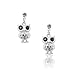 Spinningdaisy Silver Plated Black Eyed Dangling Owl Earring