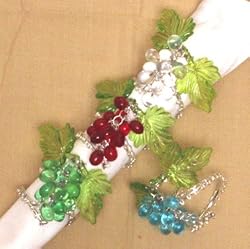 Bead Grapes Napkin Rings Set / 4