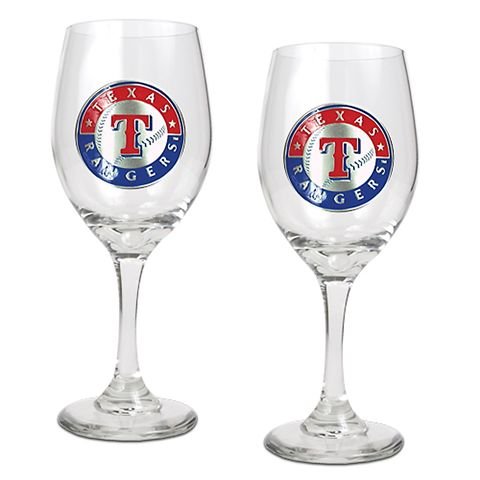 Texas Rangers Set of 2 Wine Glasses