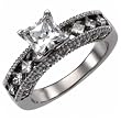 14K White Gold Princess Diamond Wedding Ring (Center stone is not included)