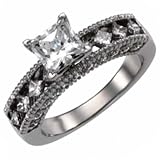 14K White Gold Princess Diamond Wedding Ring (Center stone is not included)