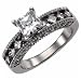 14K White Gold Princess Diamond Wedding Ring (Center stone is not included)