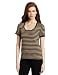 Jones New York Women's Short Sleeve Scoop Neck Pullover Sweater, Black/Toast, Large