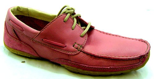 Hush Puppies Mens Don Pink Leather Upper Casual Lace Up Boat Shoes