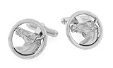 JJ Weston stunning brushed effect silver plated edwardian horses head esquestrian cufflinks with presentation box. Made in the U.S.A