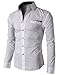 H2H Mens Button-down Shirts with Plaid Patterned Pocket Trim