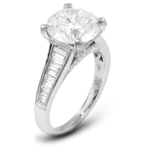 4.08 Carat Exc-Cut Round E-IF GIA Certified Diamond 18k Gold Engagement Ring with Milgrains 4.78gr