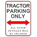 Tractor Parking Only - Small Metal Wall Sign
