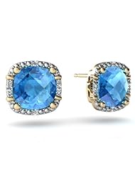 Genuine Blue Topaz 14kt Yellow Gold Earrings