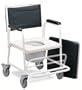 Shower and Commode Wheelchair With Powder Coating Steel Frame, Foldable Footrests, Fixed Armrests, Rear Locking Castors and Plastic Commode Seat for Junior and Petite Adults