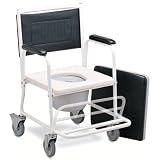 ShowerandCommodeWheelchairWithPowderCoatingSteelFrame,FoldableFootrests,FixedArmrests,RearLockingCastorsandPlasticCommodeSeatforJuniorandPetiteAdults
