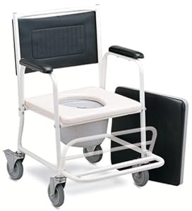 Medmobile Shower and Commode Wheelchair With Folding Footrest and Locking Castors for Juniors and Petite Adults