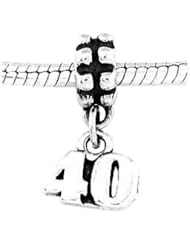 Sterling Silver Number 40 Dangle Bead Charm