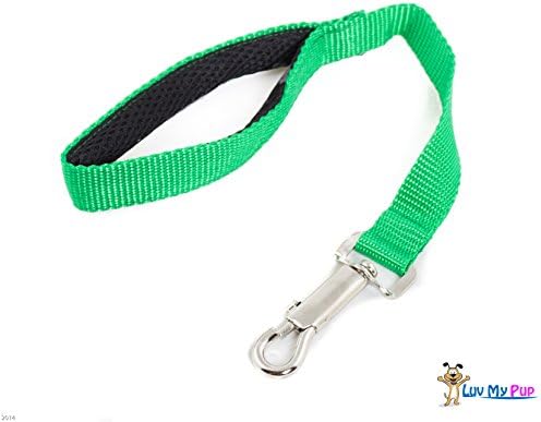 Luv My Pup High Quality Nylon Dog Lead with Padded Handle for Close Control in City Walking, Pet Training, or Agility Courses: 1 Foot Dog Leash X 1 Inch Wide and in Assorted Colors (Green)