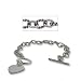 Sterling Silver Bracelet Toggle Clasp Heart Tag Charm