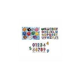 Melissa & Doug Fish Colors, ABC and Numbers Wooden Mix 'n Match Peg Puzzle Bundle by Melissa & Doug