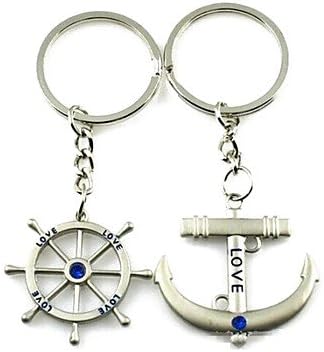 (A pair)Sails and Tiller Interesting High-grade Stainless Steel Keychain Symbol of Love
