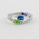 Green Blue Purple Sterling Silver Ring Size 9