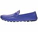 Amali Mens Royal Blue Perforated Smooth Loafer Driving Shoe with Silver Double Bar Ornament: Style 1052-052