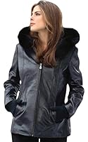 Reed WOMEN'S 28" FOX TRIMMED DETACHABLE HOOD & BRAIDED LEATHER TRIM