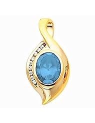 18K Yellow Gold Oval Cut Swiss Blue Topaz Pendant -- LIFETIME WARRANTY
