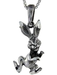 Sterling Silver Dancing Rabbit Pendant, 1 1/8 inch tall