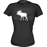 Moose With Antlers Silhouette Womens tee Shirt in 6 Colors Small thru XL at 99 VOLTS