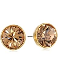 Kenneth Jay Lane Satin Gold and Topaz Round Headlight Post Earrings